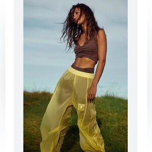 Free People Sheer Yellow Mesh Pants